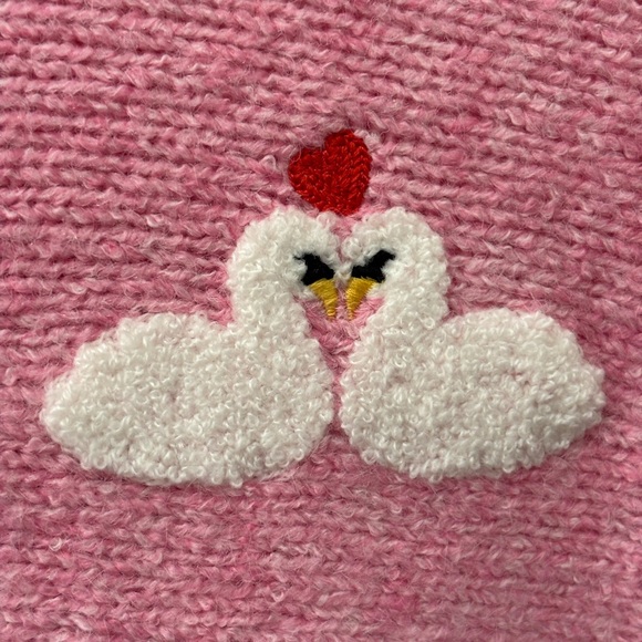 NWT Cupcakes & Cashmere Pink Swan Embroidered Sweater - S - Picture 3 of 8